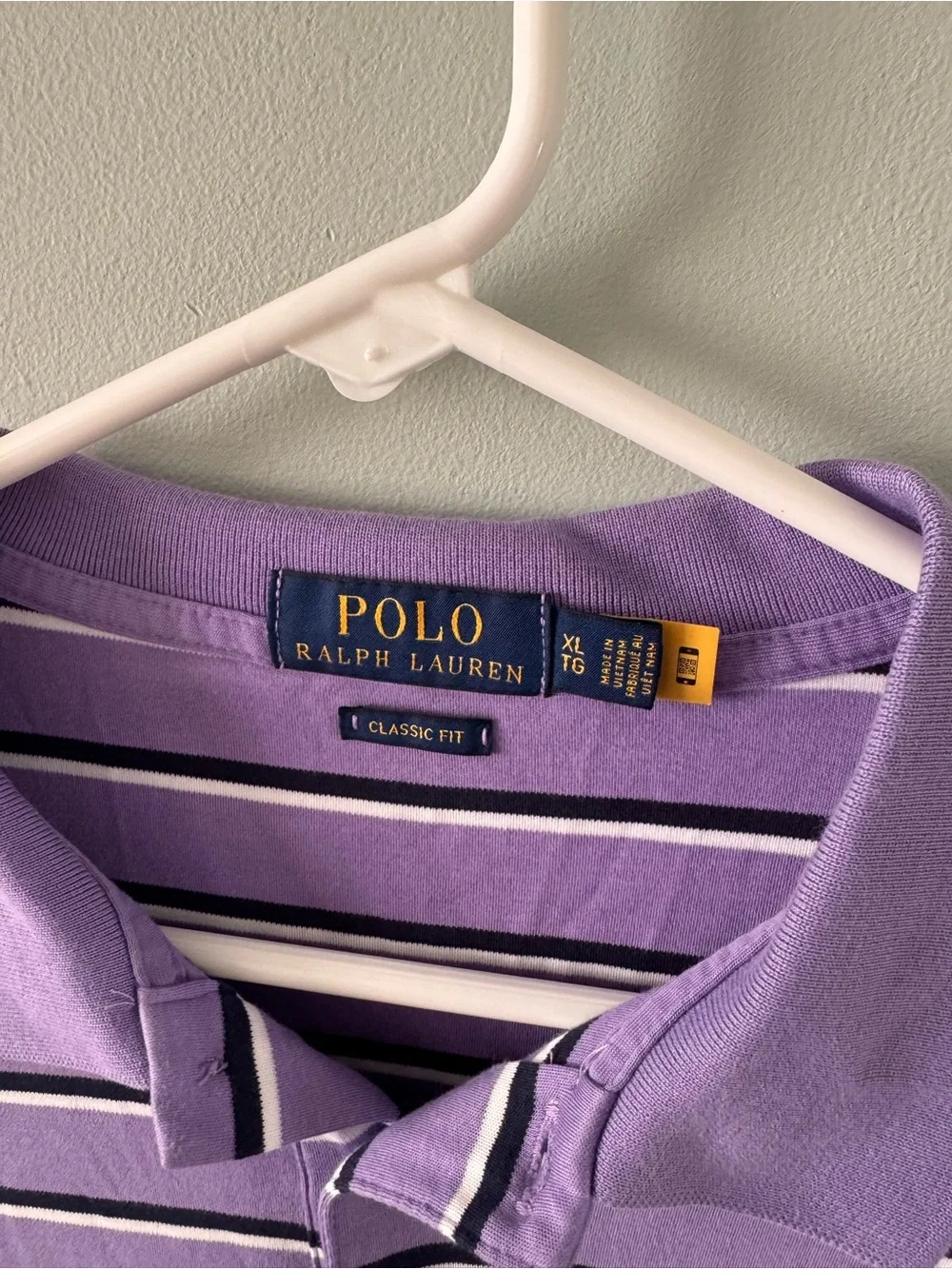 Polo Ralph Lauren Classic Fit Men's Size XL Purple Striped Polo Shirt Flesh Pony